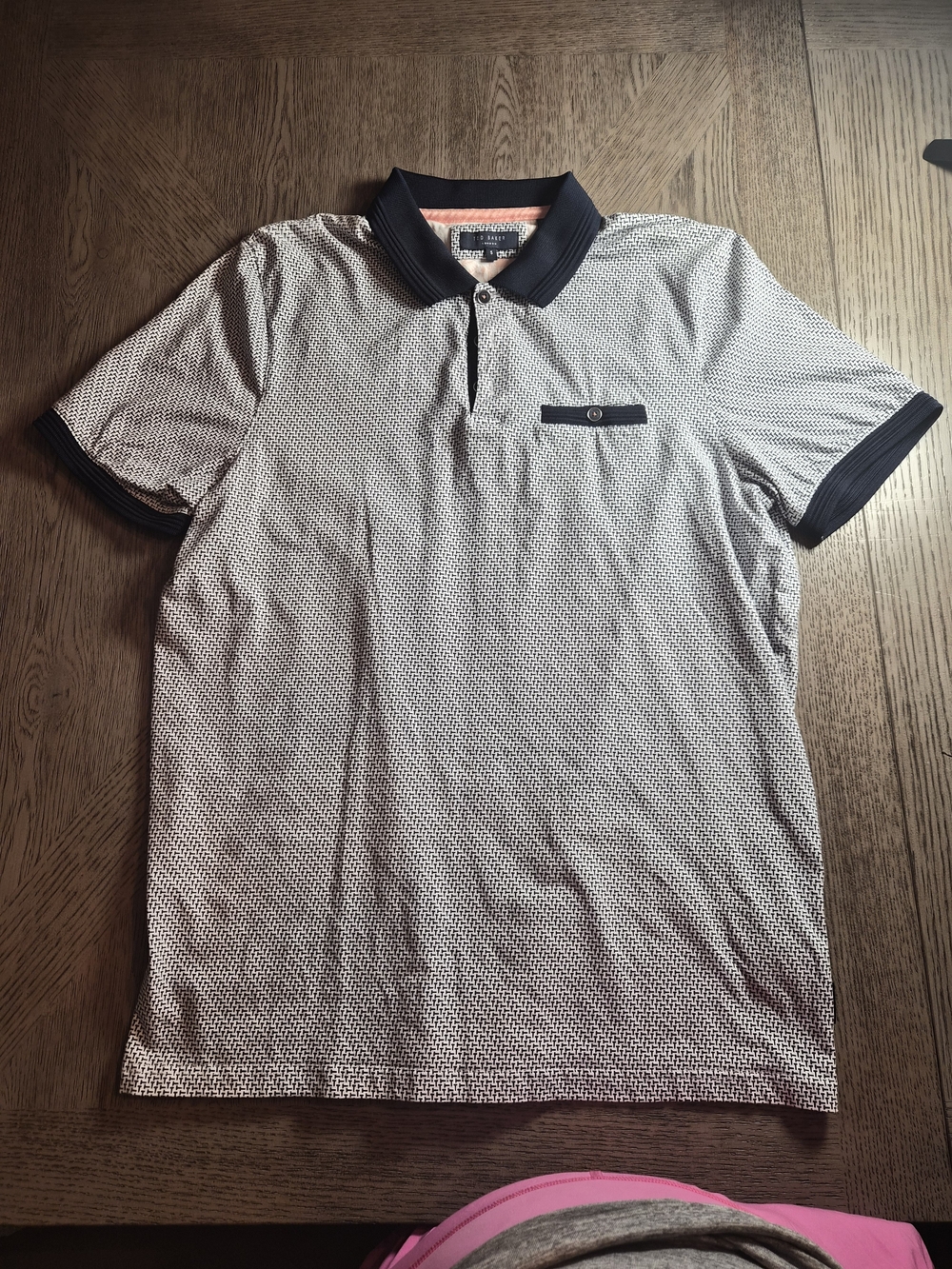 Ted Baker Men's Black & White Geo-Pattern Polo